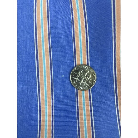 Vintage Abercrombie Mens Blue & Peach Muscle Fit Striped Button-Down Shirt Med - Picture 16 of 16